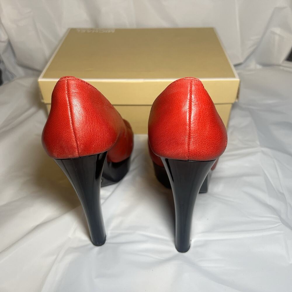 Michael Kors Womens Red Leather Twisted Knot Peep Toe Platform Heels Size 10M - Picture 4 of 11